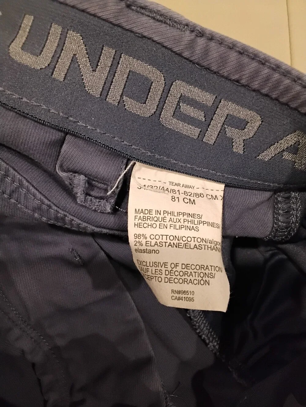 USED Under Armour Blue 98% Cotton Pants 34/32